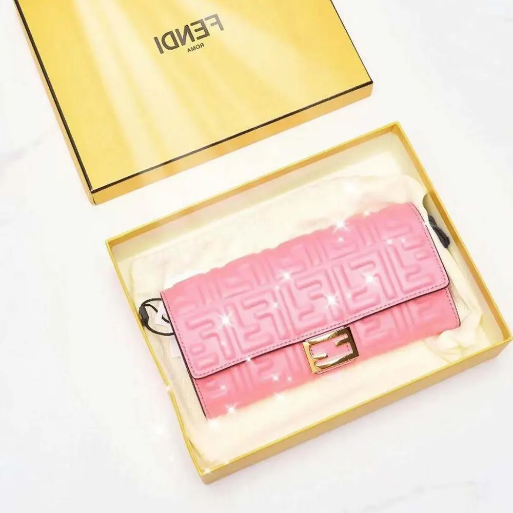 Fendi Women Baguette Continental Wallet With Chain Pink Nappa Leather Wallet - image 5