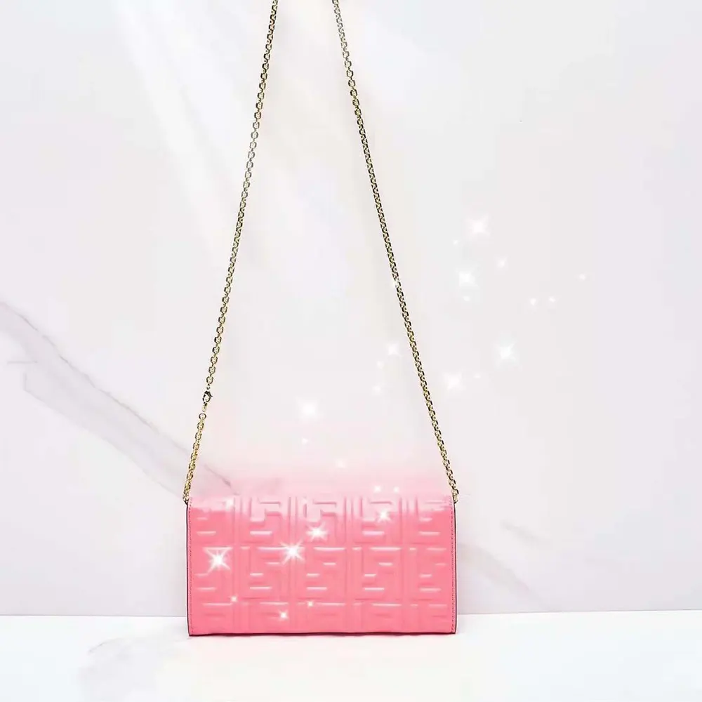 Fendi Women Baguette Continental Wallet With Chain Pink Nappa Leather Wallet - image 4