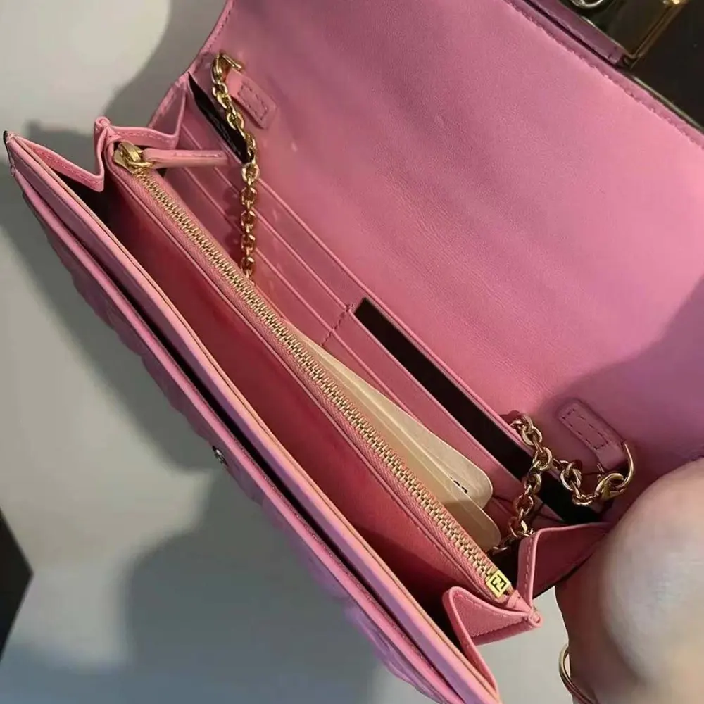 Fendi Women Baguette Continental Wallet With Chain Pink Nappa Leather Wallet - image 6
