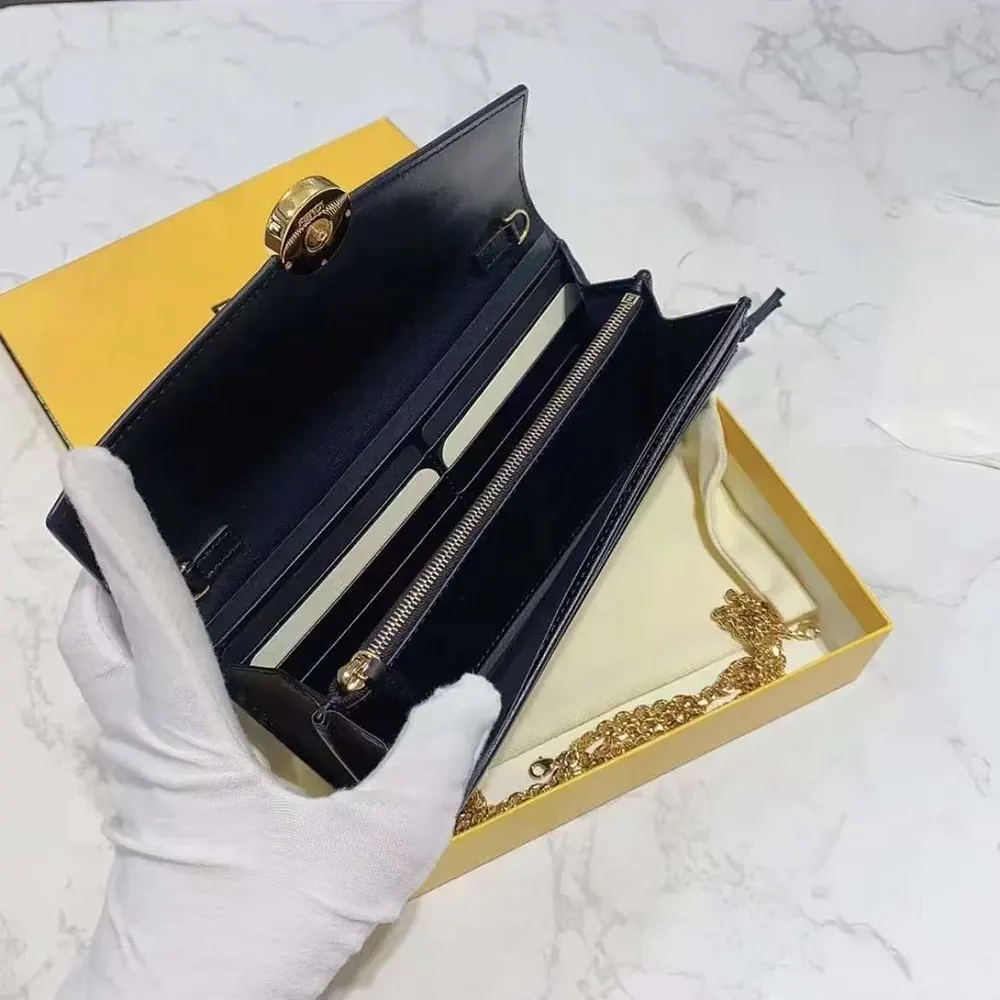 Fendi Women FF With Chain Brown Leather Wallet - image 6