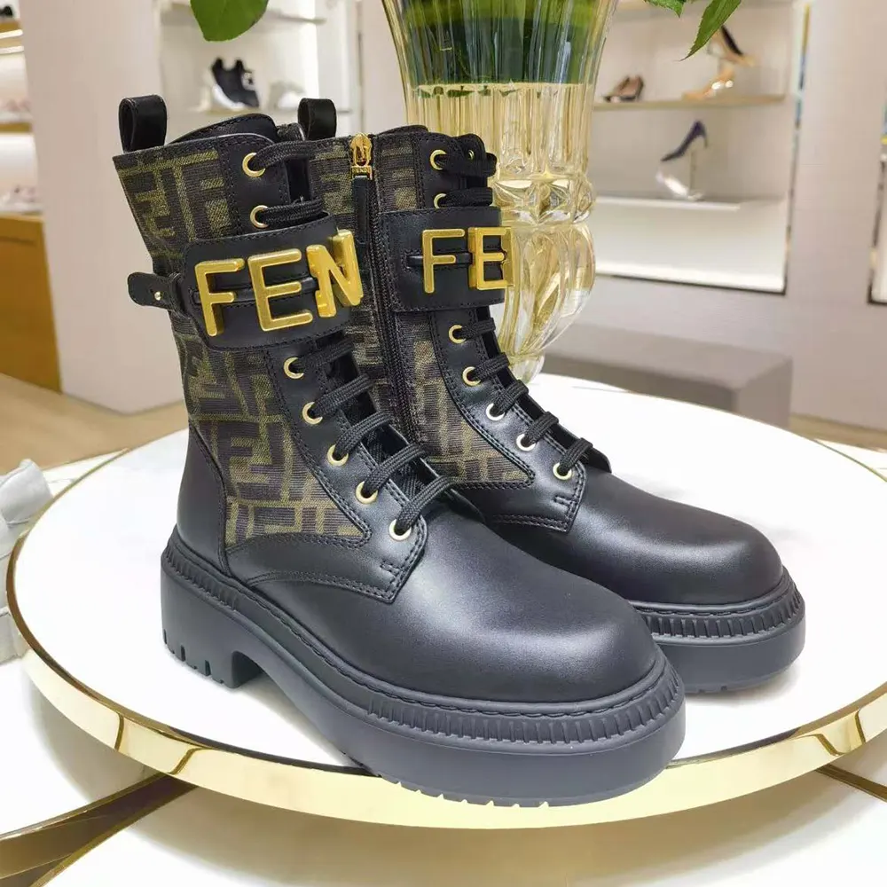 Overhead shot showing stretch fabric detail on Fendi Fendigraphy boots
