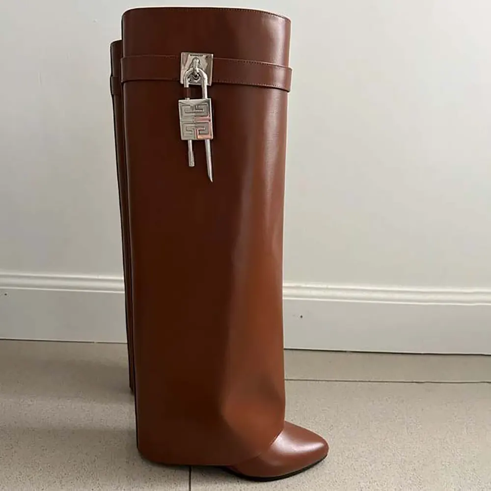Top view showing zip closure on Givenchy Women Shark Lock Boots