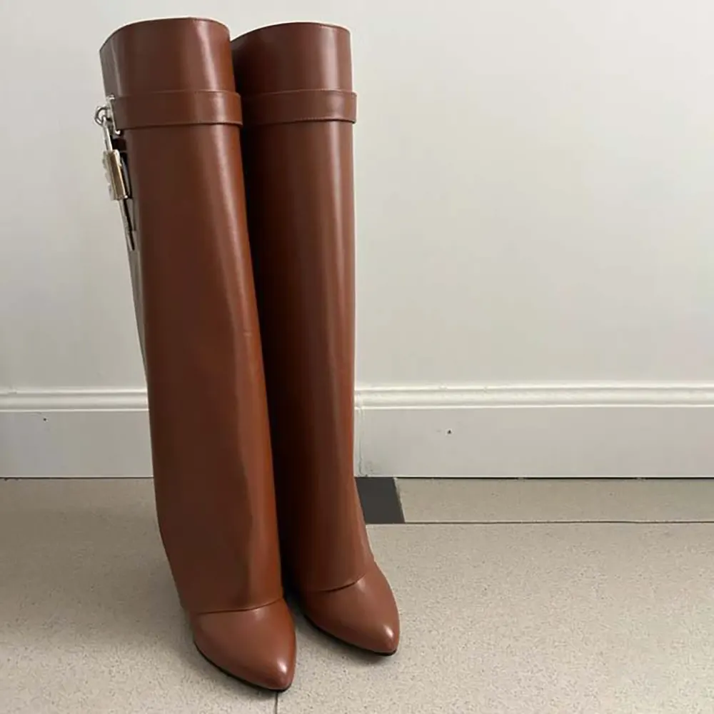 Close-up on Shark Lock hardware on Givenchy Women Shark Lock Boots