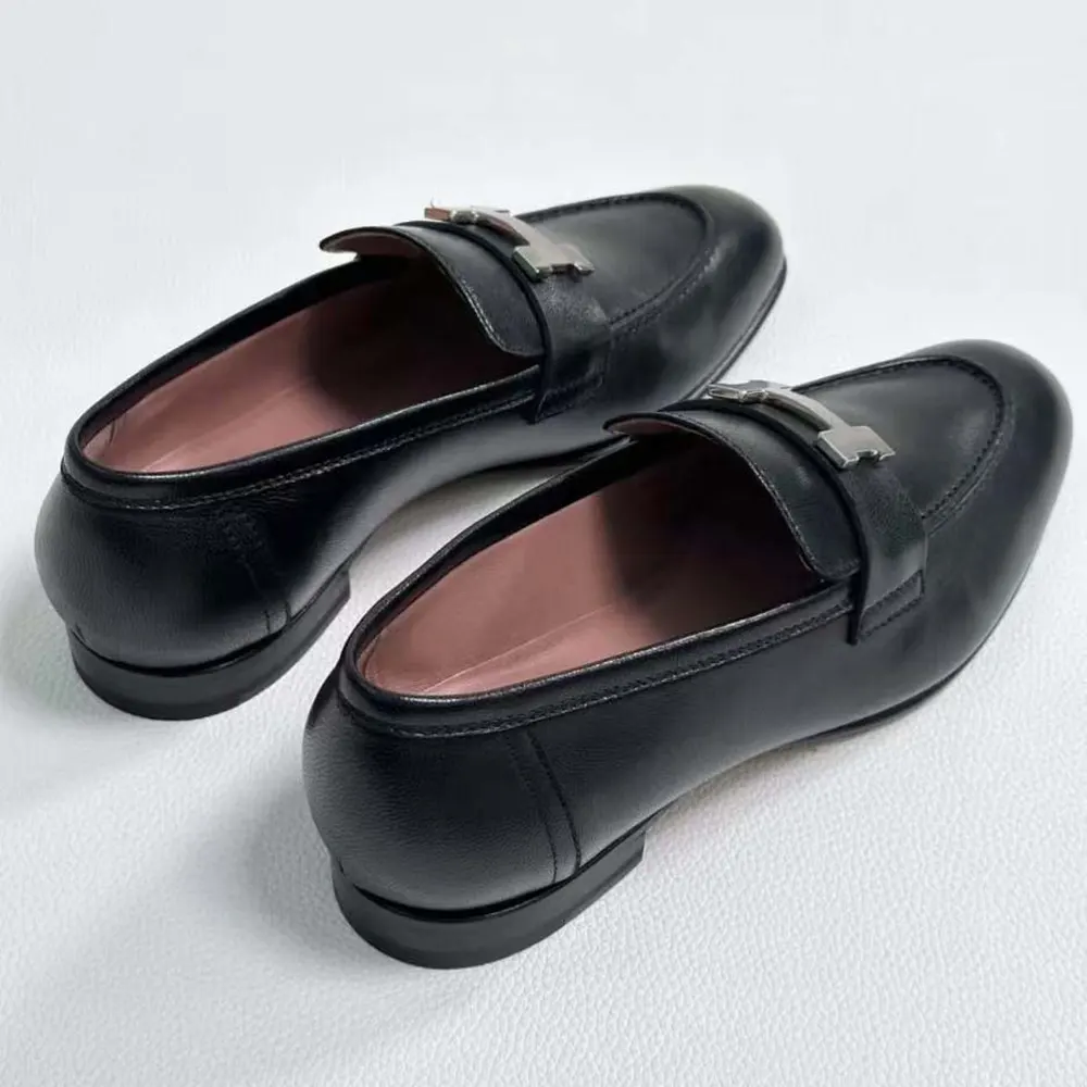 Hermes Men Loafer in Calfskin with Palladium Plated Signature “H” Detail-Black - image 6