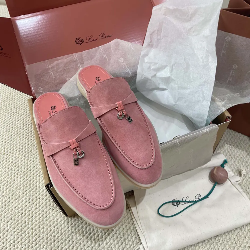 Loro Piana Unisex Babouche Charms Walk Loafers-Pink - image 4