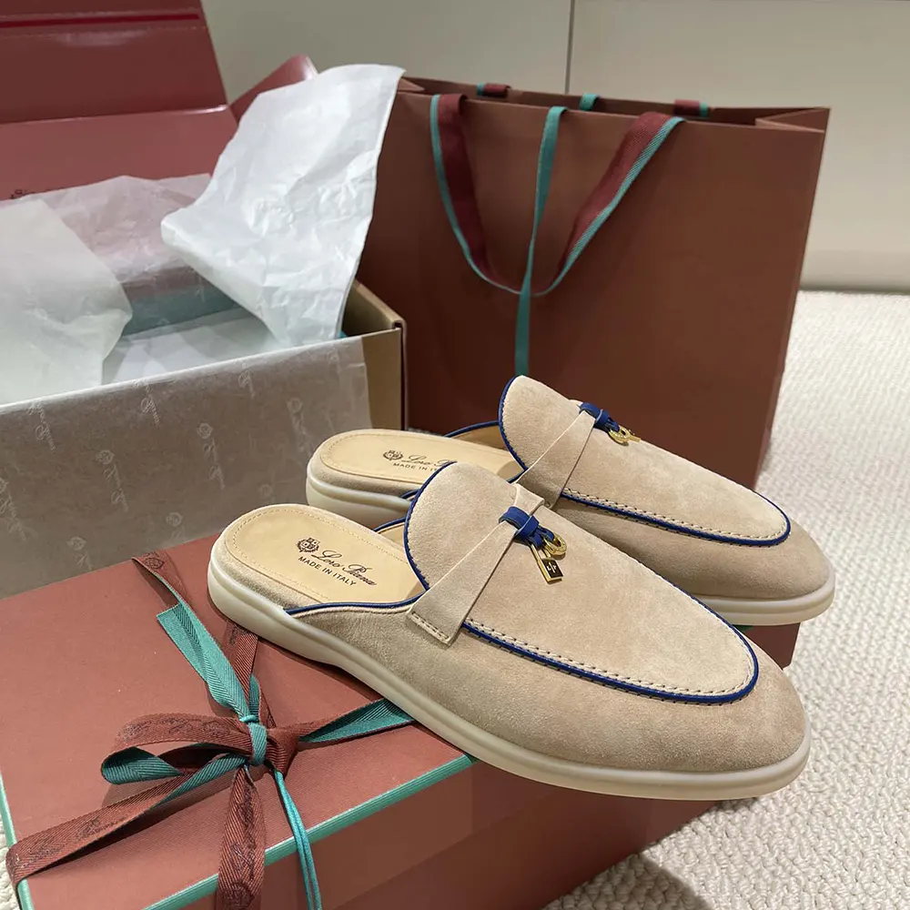 Loro Piana Unisex Charms Walk Babouche Loafer-Beige - image 5
