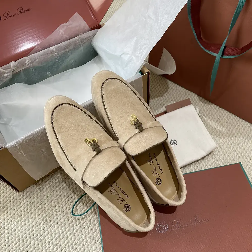 Top view showing suede texture of Loro Piana Unisex Summer Loafer