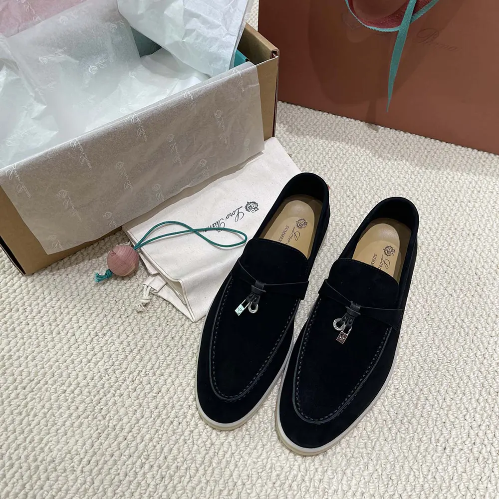 Loro Piana Unisex Summer Charms Walk Loafers-Black - image 4
