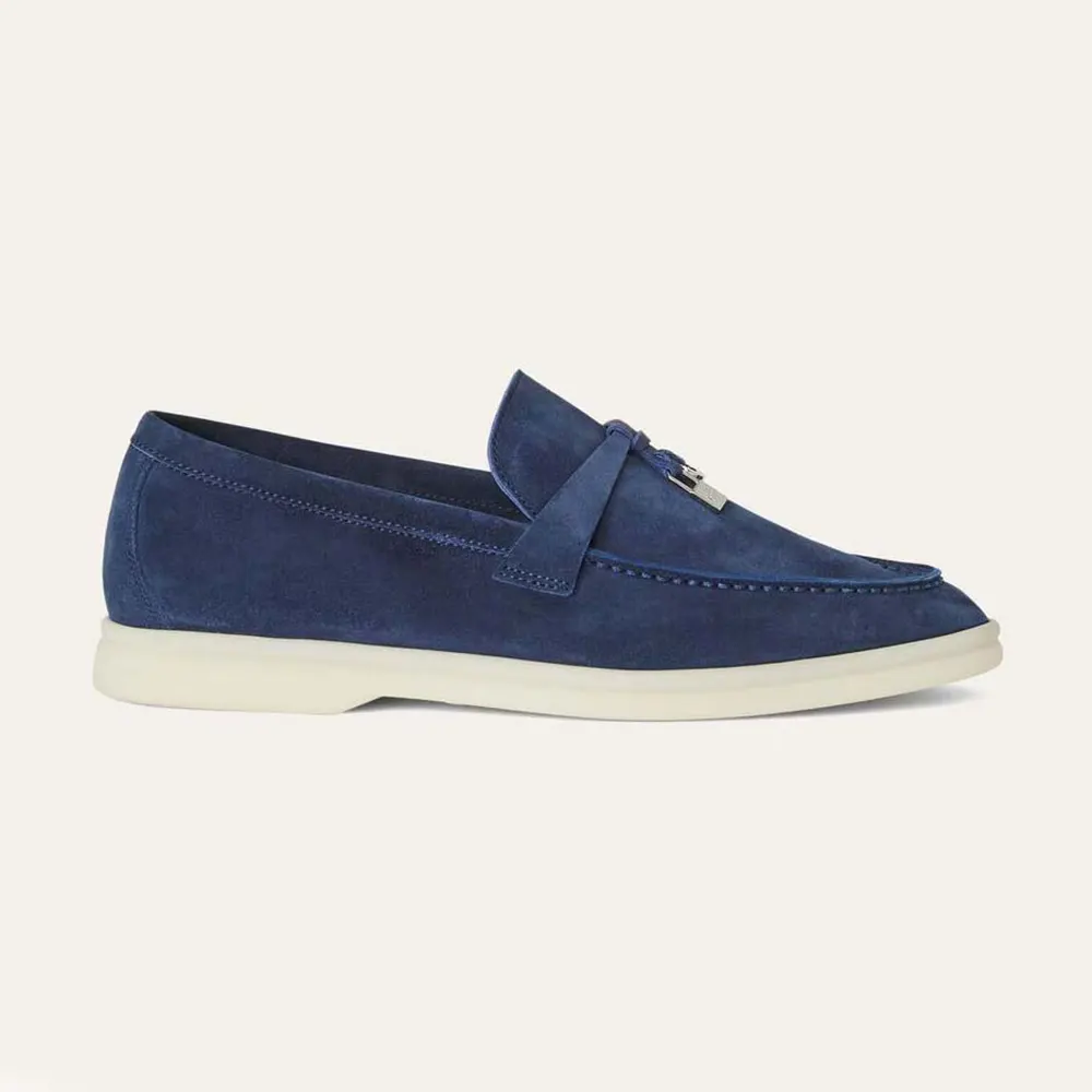 Loro Piana Unisex Summer Charms Walk Loafers-Navy