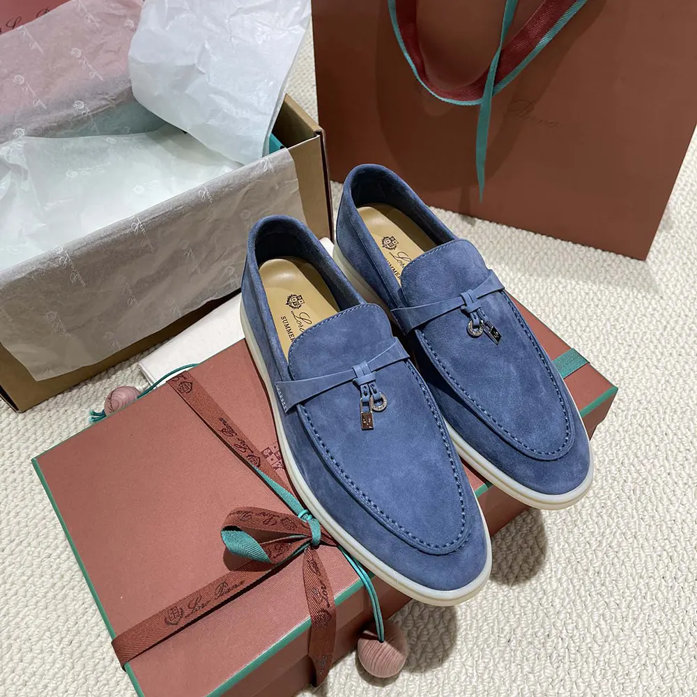 Loro Piana Unisex Summer Charms Walk Loafers-Navy - image 4
