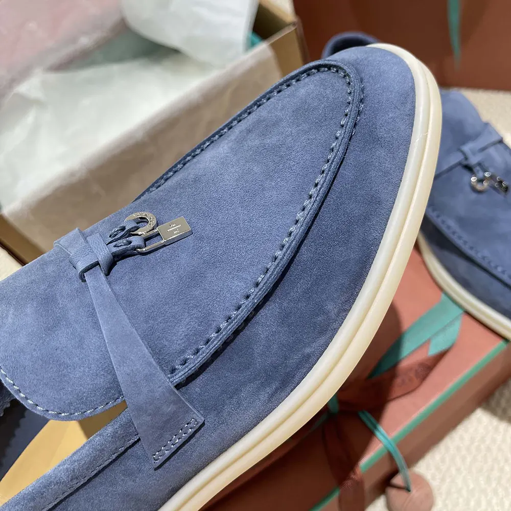 Loro Piana Unisex Summer Charms Walk Loafers-Navy - image 9