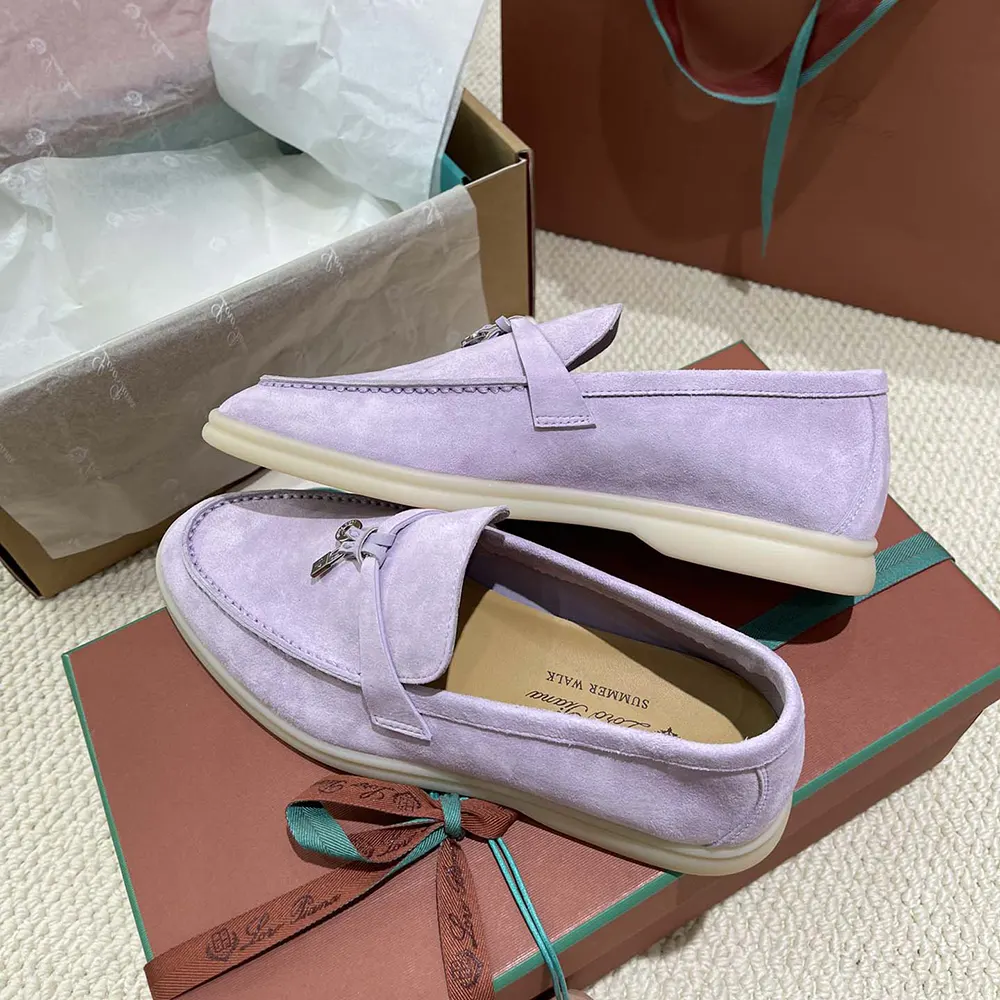 Loro Piana Unisex Summer Charms Walk Loafers-Purple - image 8