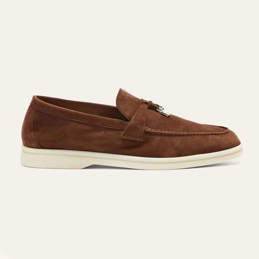 Loro Piana Unisex Summer Charms Walk Loafers-Tan