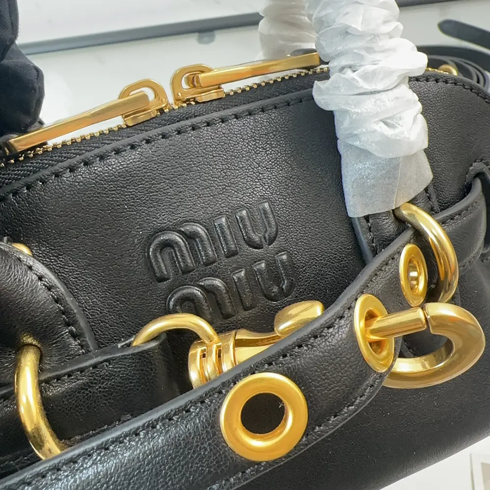 Miu Miu Women Aventure Nappa Leather Top-handle Bag-Black - image 10