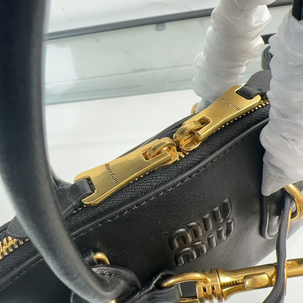 Miu Miu Women Aventure Nappa Leather Top-handle Bag-Black - image 9