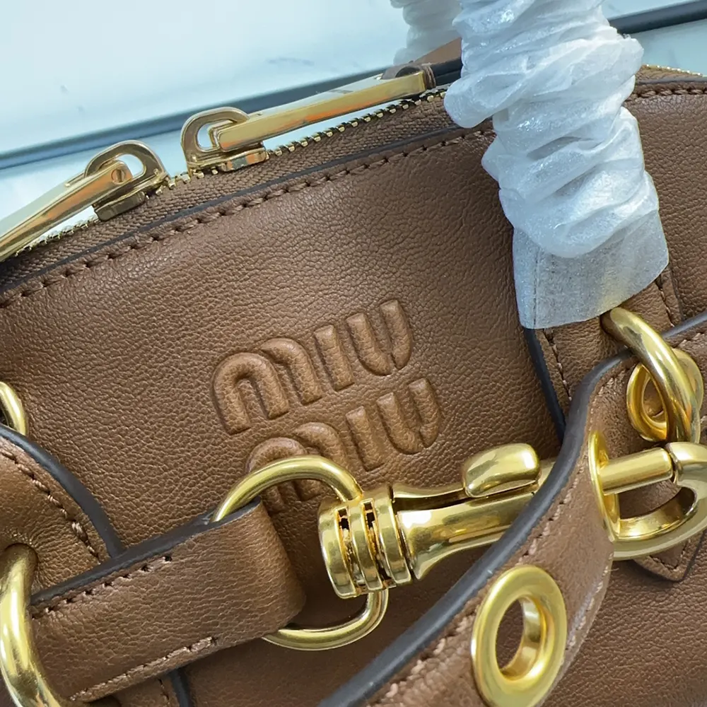 Miu Miu Women Aventure Nappa Leather Top-handle Bag-Brown - image 9