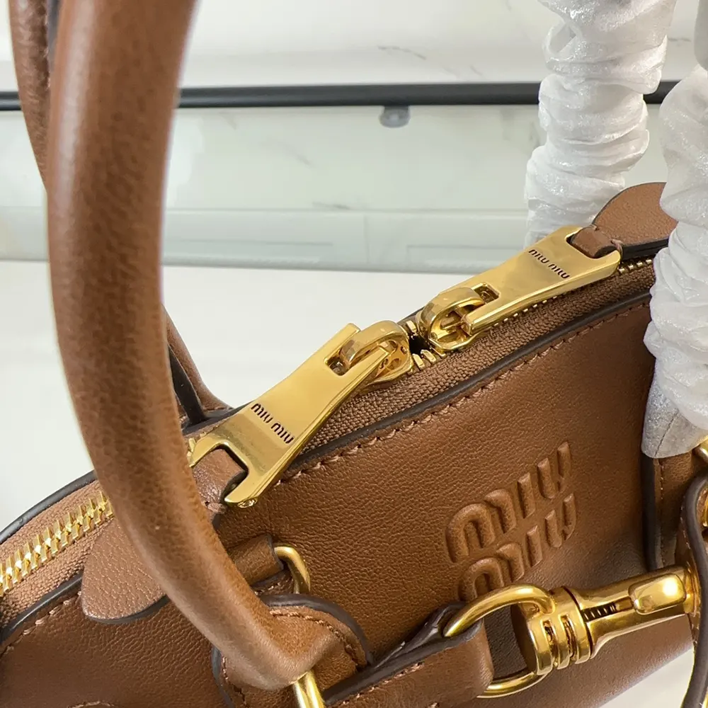 Miu Miu Women Aventure Nappa Leather Top-handle Bag-Brown - image 8