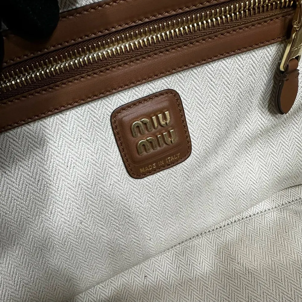 Miu Miu Women Leather Patchwork Beau Bag-Brown - image 10