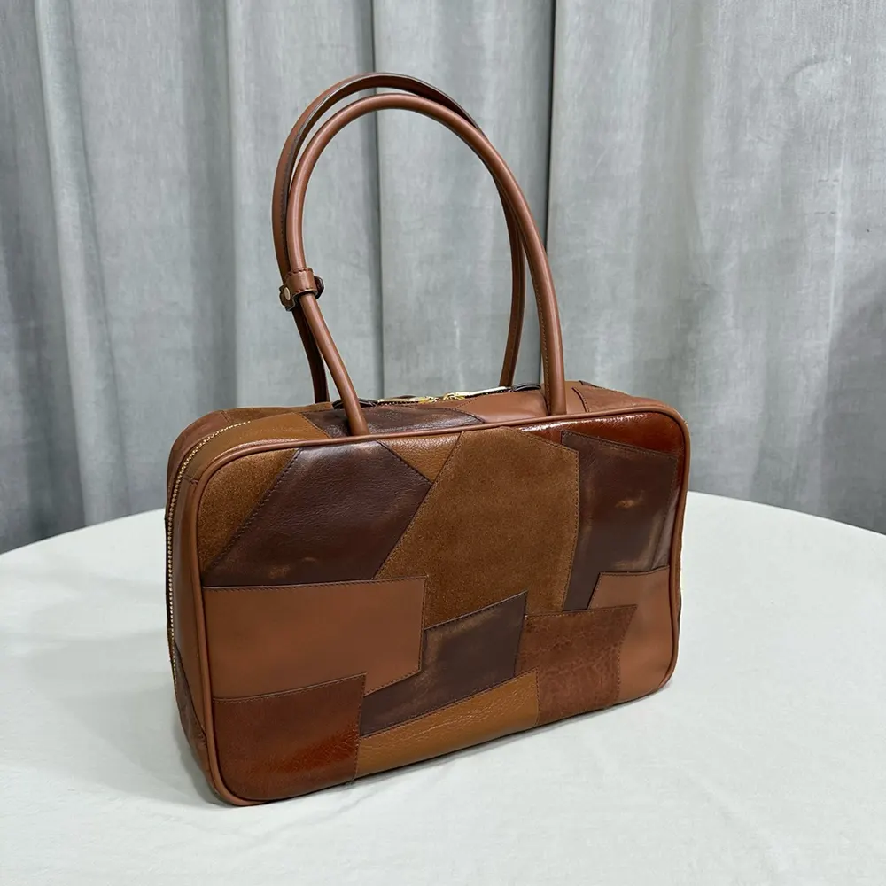 Miu Miu Women Leather Patchwork Beau Bag-Brown - image 4