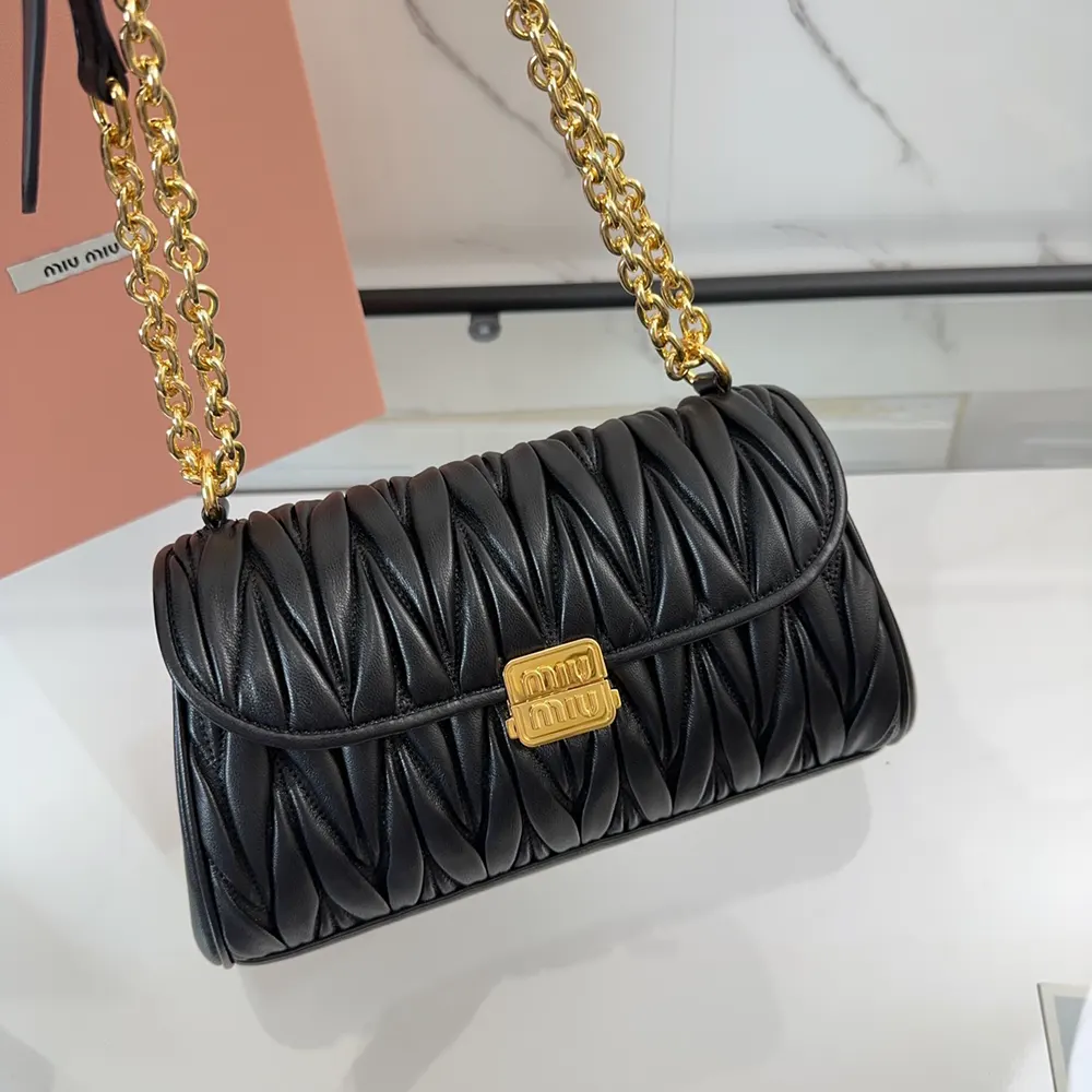 Miu Miu Women Matelassé Nappa Leather Shoulder Bag-Black - image 5