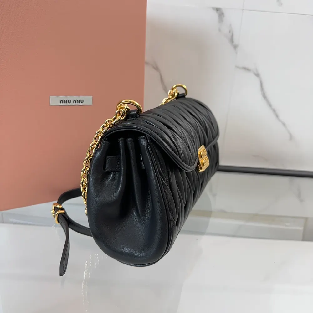 Miu Miu Women Matelassé Nappa Leather Shoulder Bag-Black - image 6