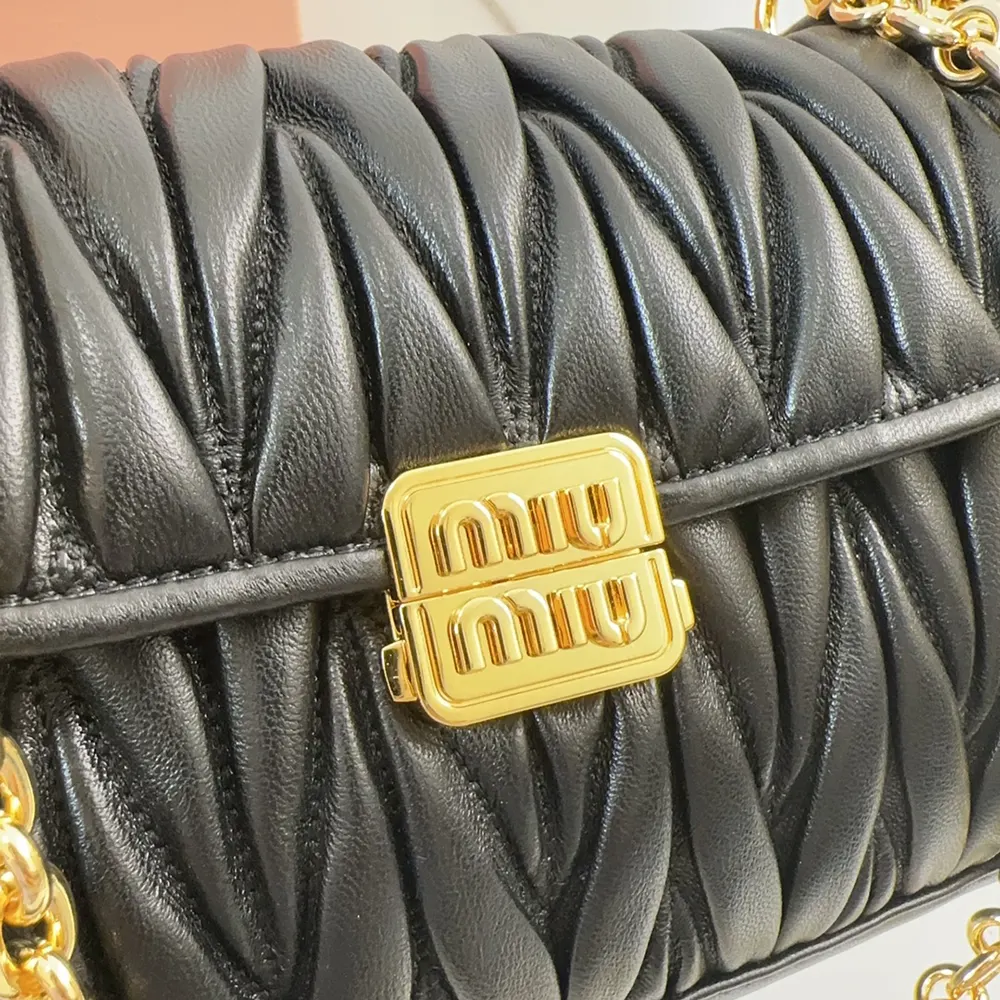 Miu Miu Women Matelassé Nappa Leather Shoulder Bag-Black - image 10