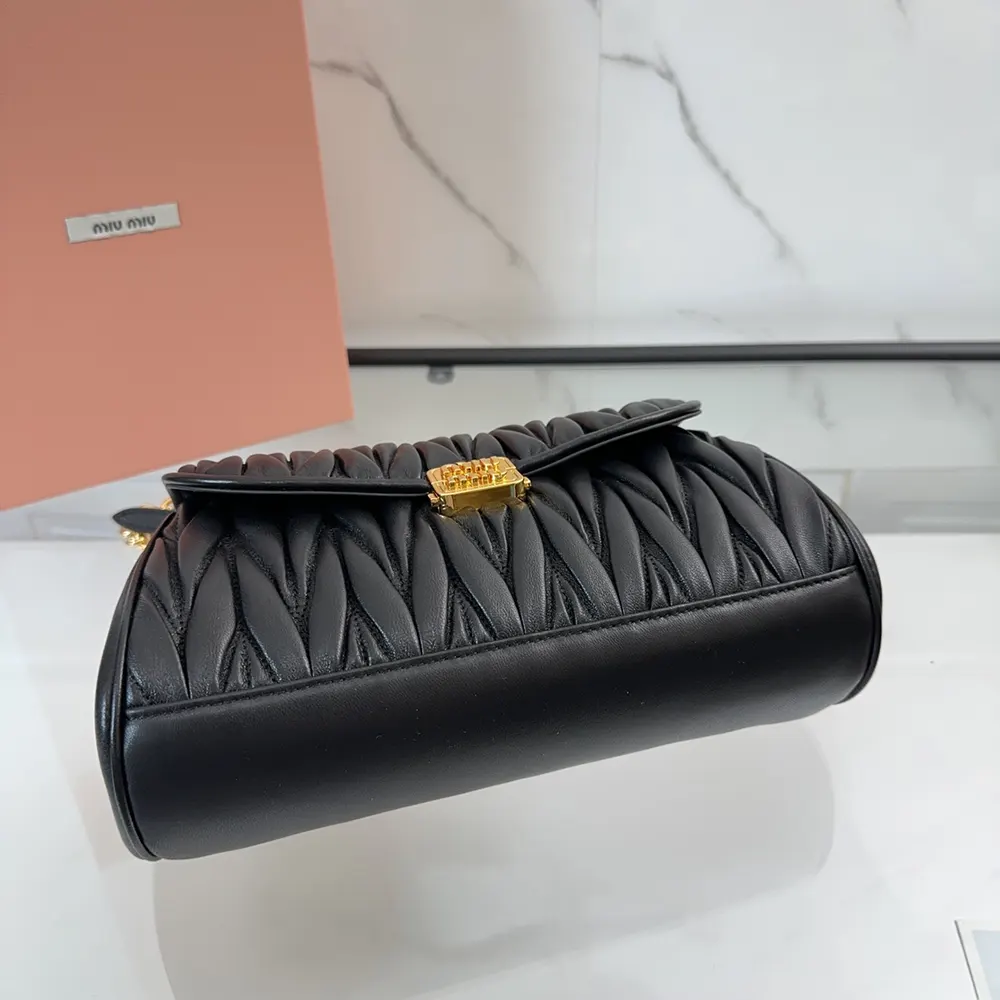 Miu Miu Women Matelassé Nappa Leather Shoulder Bag-Black - image 7