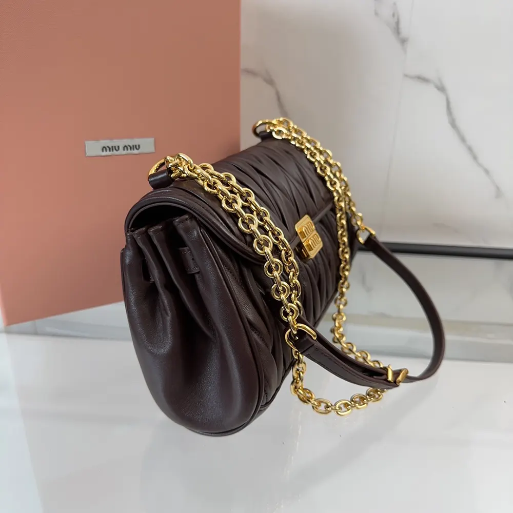 Miu Miu Women Matelassé Nappa Leather Shoulder Bag-Bordeaux - image 6