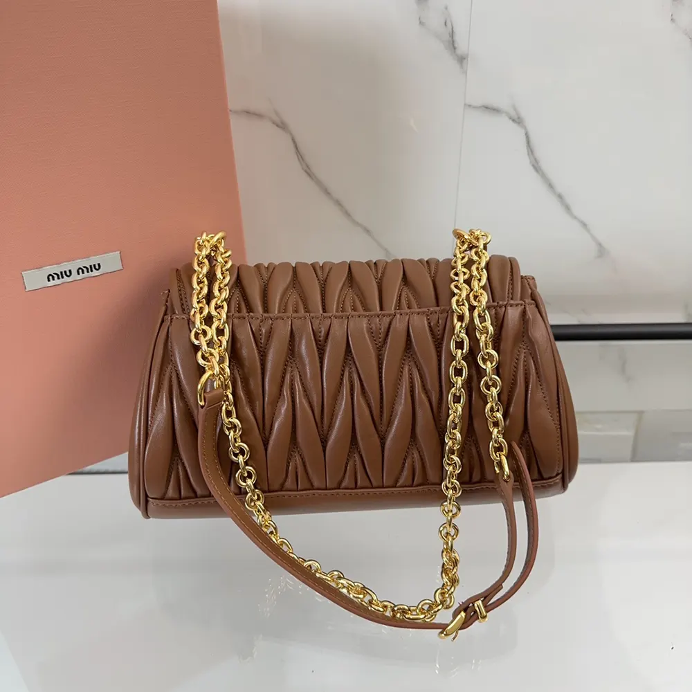 Miu Miu Women Matelassé Nappa Leather Shoulder Bag-Brown - image 4
