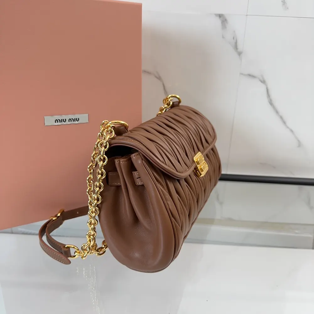 Miu Miu Women Matelassé Nappa Leather Shoulder Bag-Brown - image 6