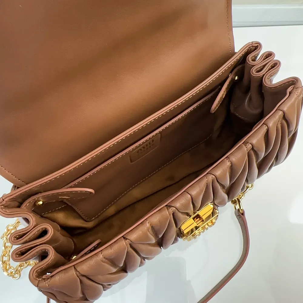 Miu Miu Women Matelassé Nappa Leather Shoulder Bag-Brown - image 9