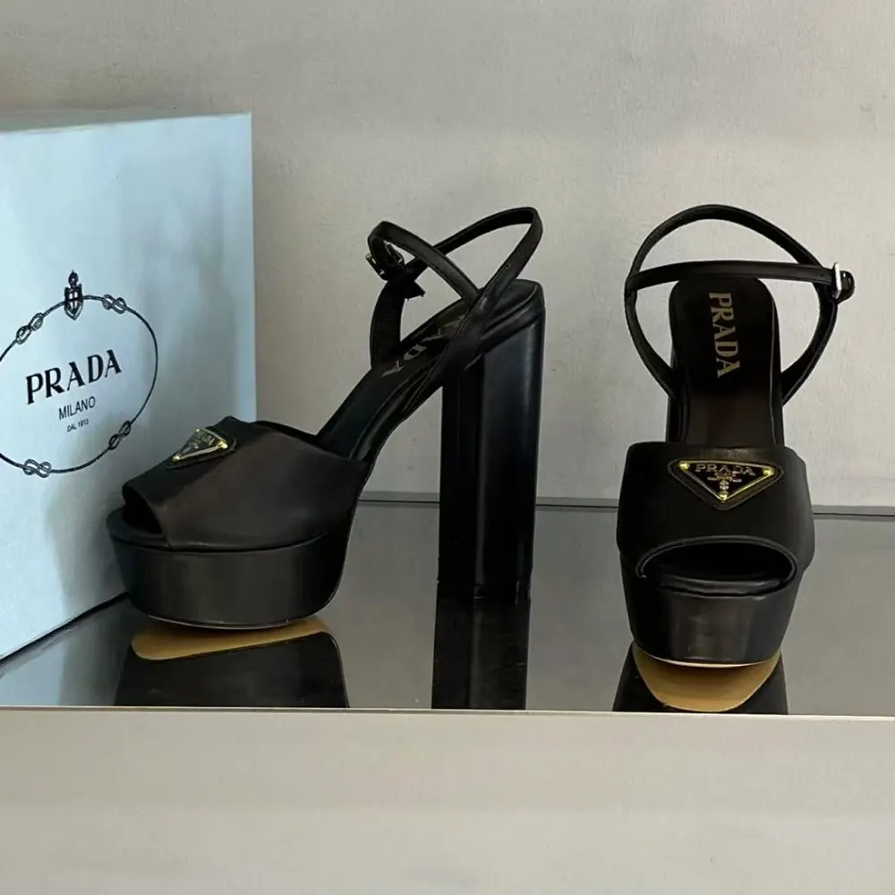 Prada Women Nappa Leather Platform Sandals-Black - image 4