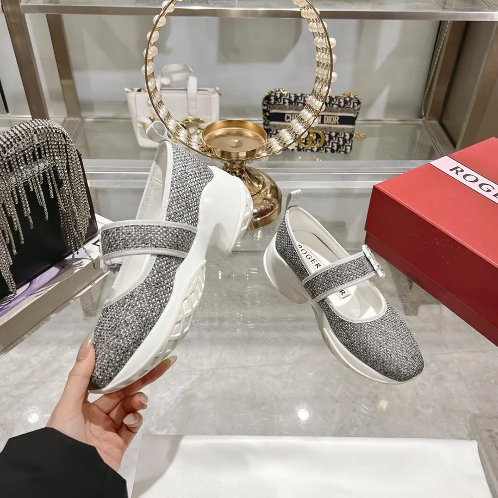 Roger Vivier Women Viv’ Run Babies Sneakers in Lurex-Silver - image 4