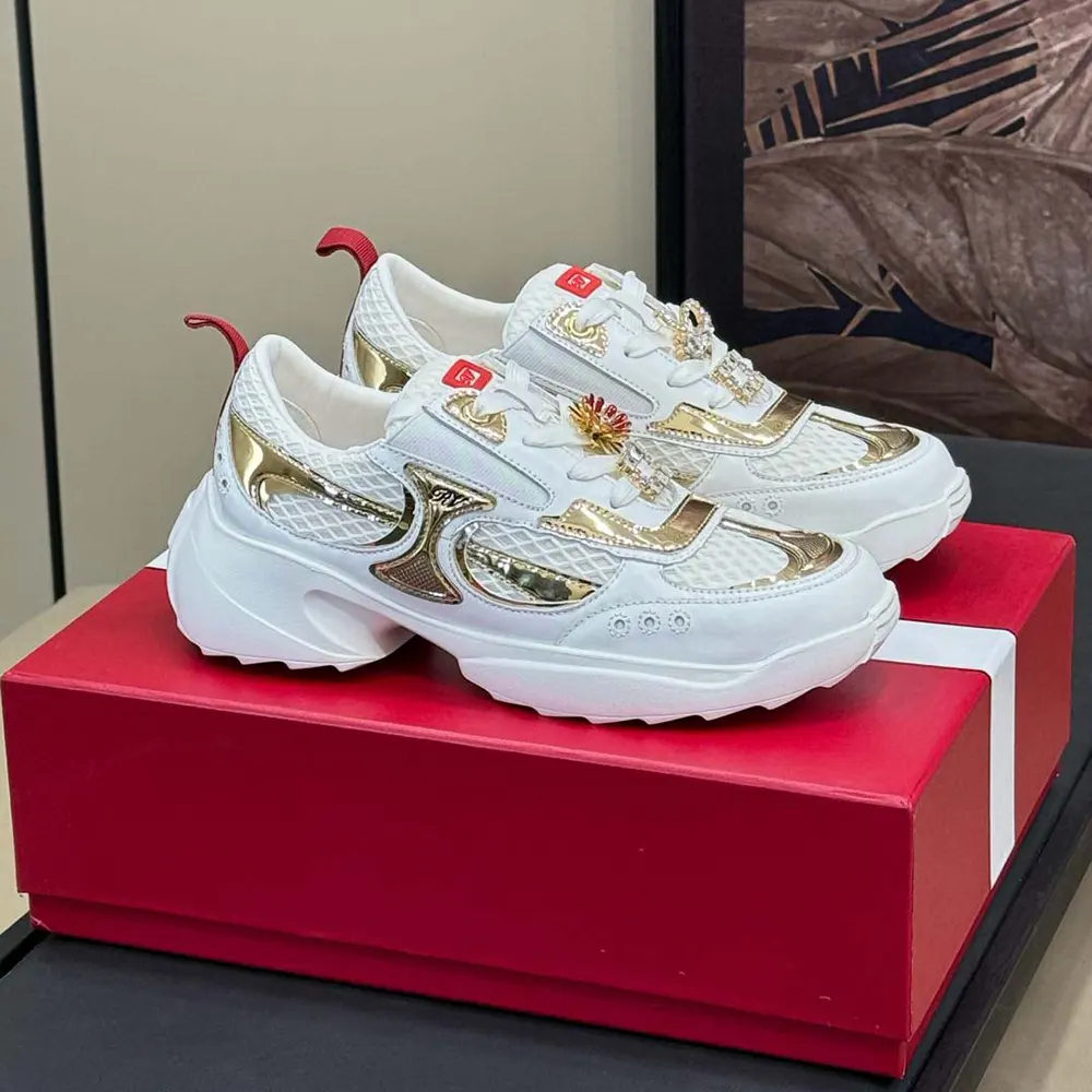 Roger Vivier Women Viv’ on the Run Sneakers in Leather and Fabric - image 6