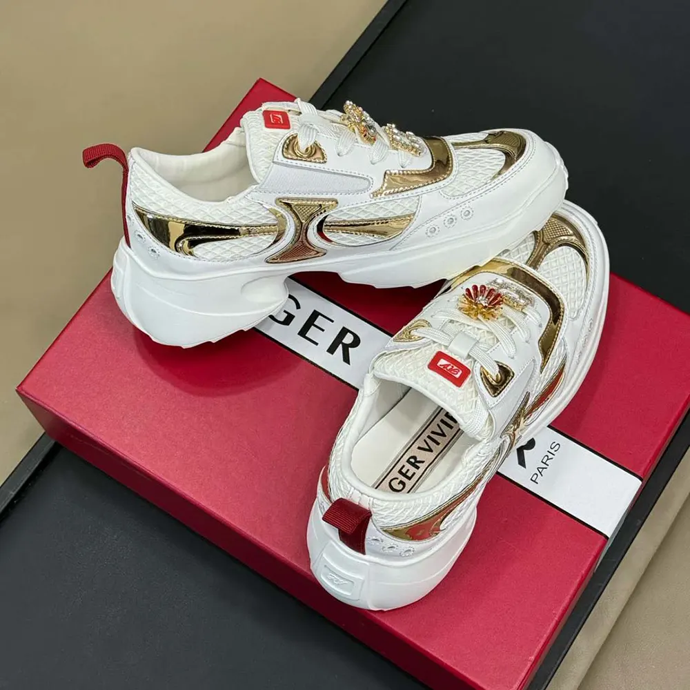 Top view showing lace-up closure of Roger Vivier Women Viv’ on the Run Sneakers