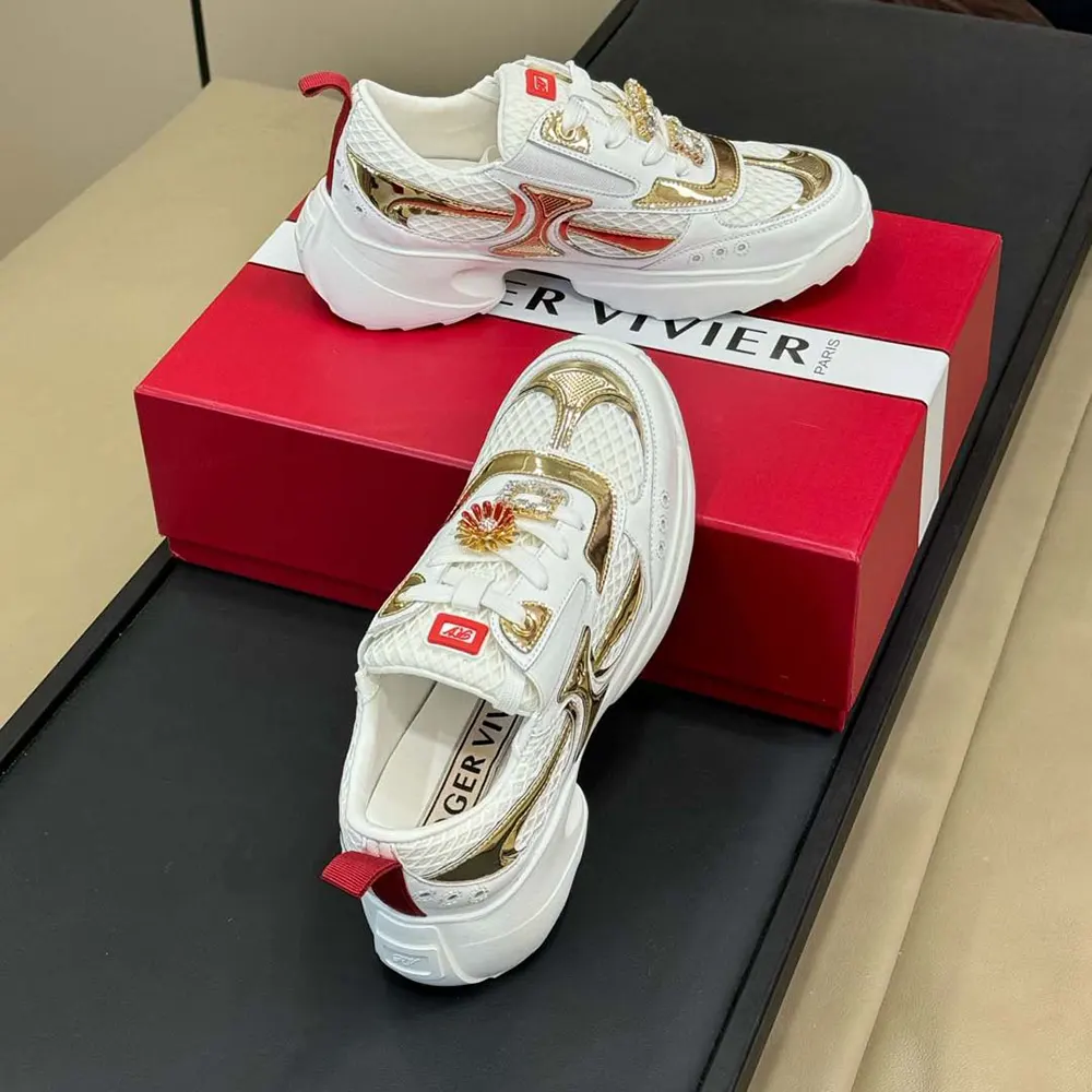Roger Vivier Women Viv’ on the Run Sneakers in Leather and Fabric - image 5