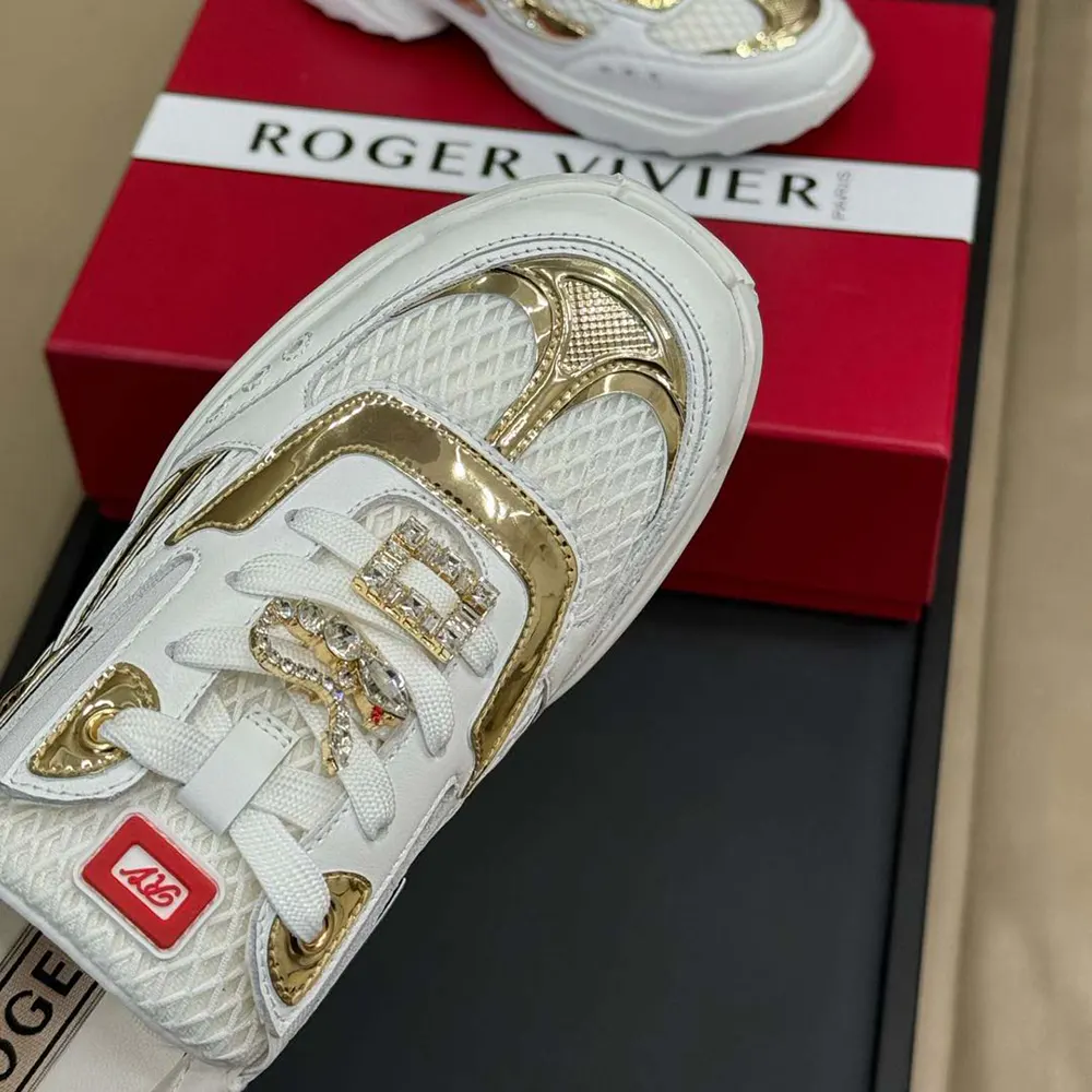 Roger Vivier Women Viv’ on the Run Sneakers in Leather and Fabric - image 9