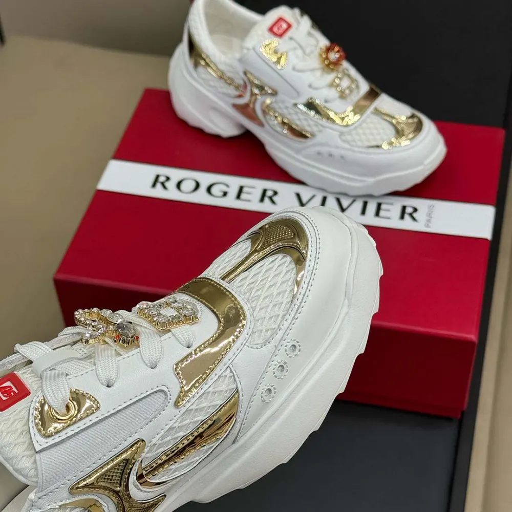 Roger Vivier Women Viv’ on the Run Sneakers in Leather and Fabric - image 7