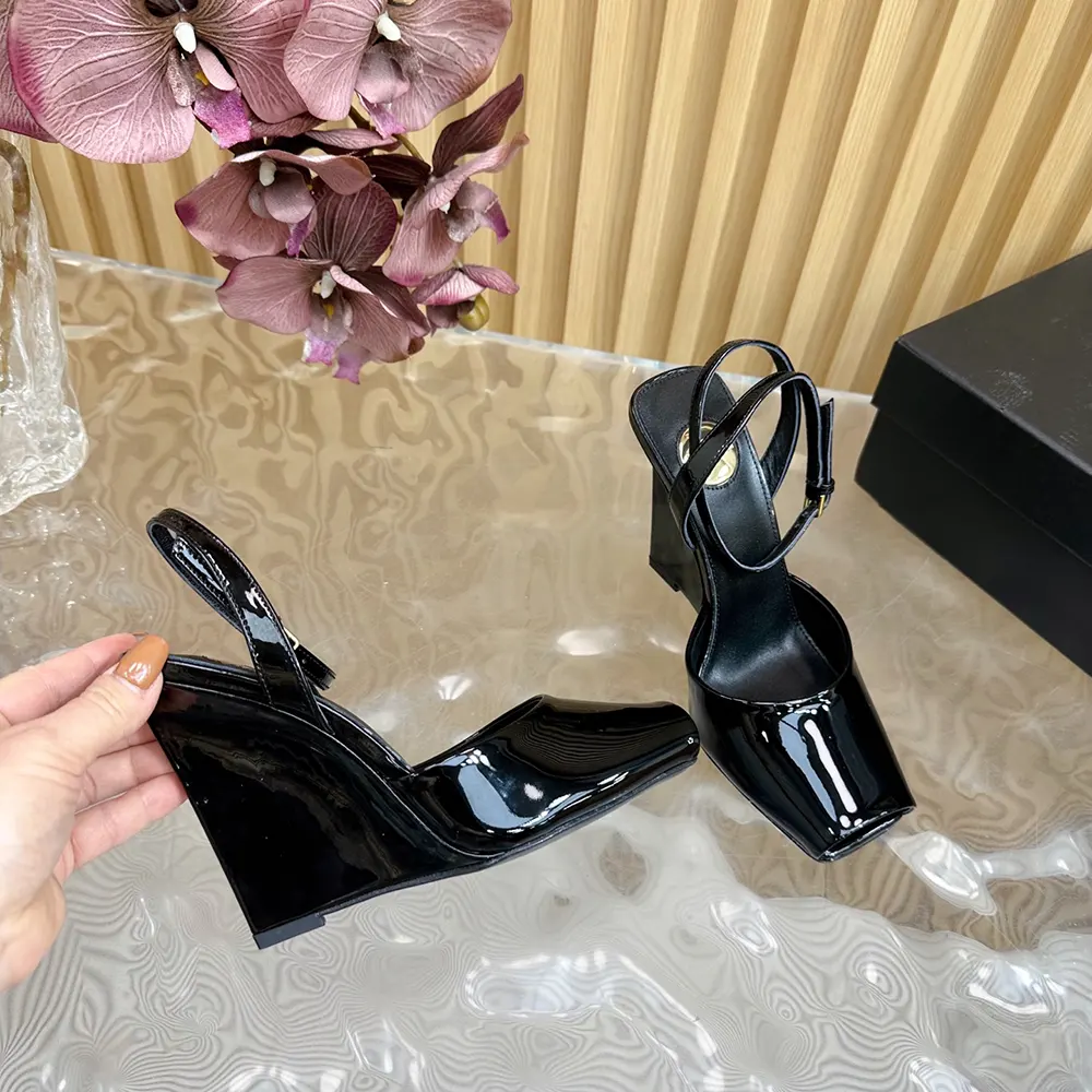 Saint Laurent YSL Women La Scandale Wedges in Patent Leather-Black - image 7