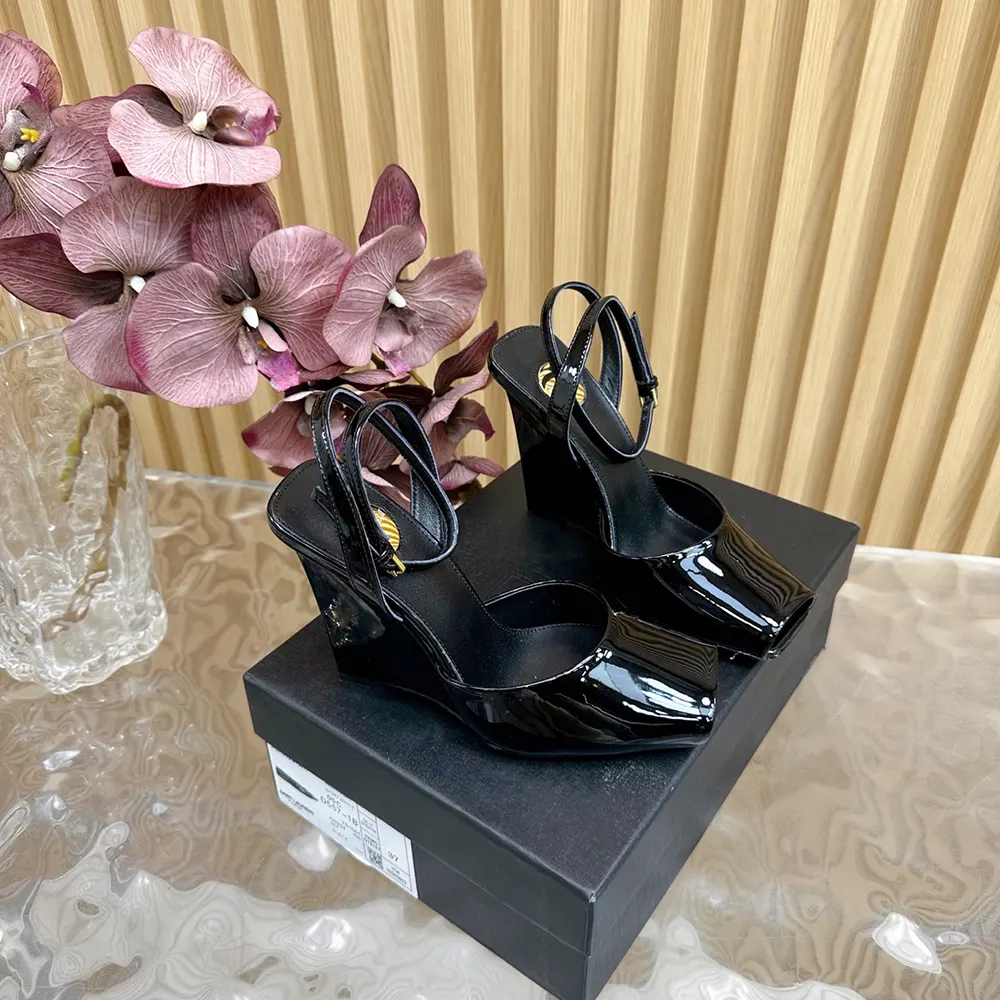 Saint Laurent YSL Women La Scandale Wedges in Patent Leather-Black - image 10