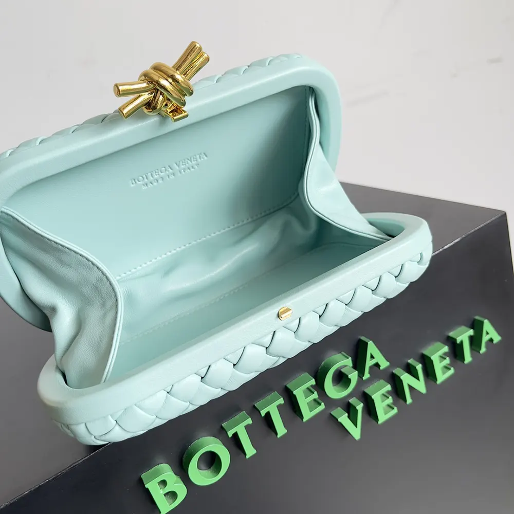 Bottega Veneta Women Knot Minaudière Clutch in Calfskin Leather-Light Blue - image 7