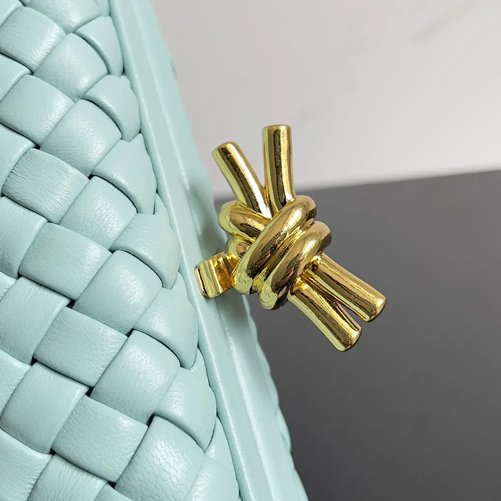 Bottega Veneta Women Knot Minaudière Clutch in Calfskin Leather-Light Blue - image 8