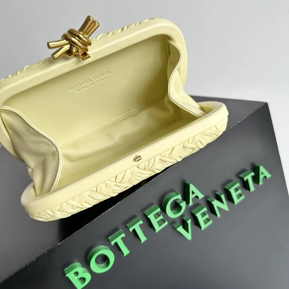 Bottega Veneta Women Knot Minaudière Clutch in Calfskin Leather-Yellow - image 7