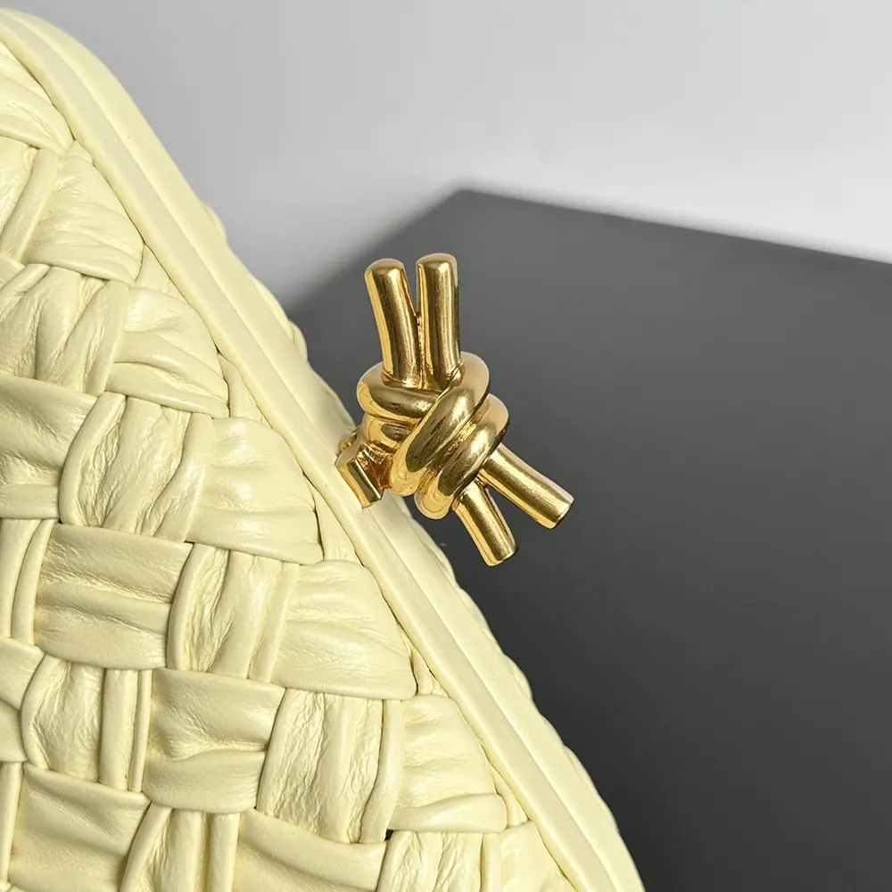 Bottega Veneta Women Knot Minaudière Clutch in Calfskin Leather-Yellow - image 10