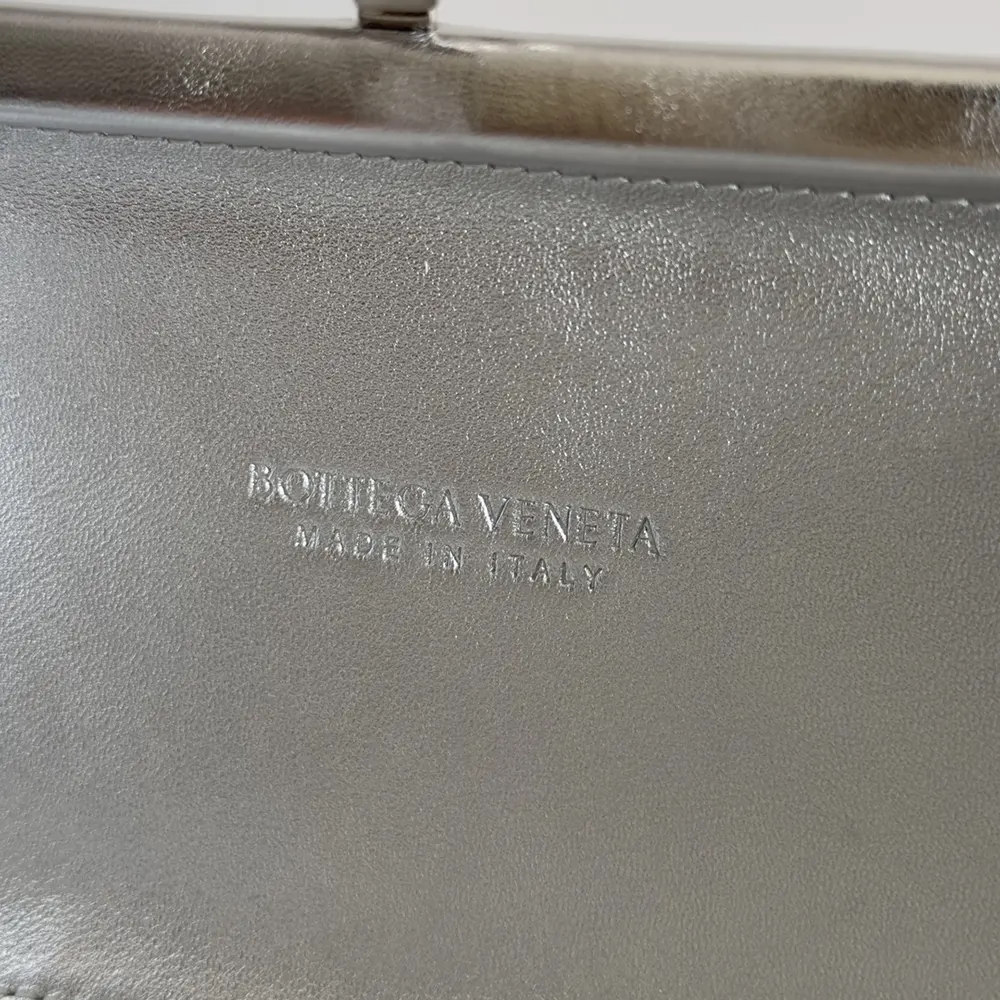 Bottega Veneta Women Knot Pressed Intreccio Laminated Leather Minaudiere-Silver - image 10