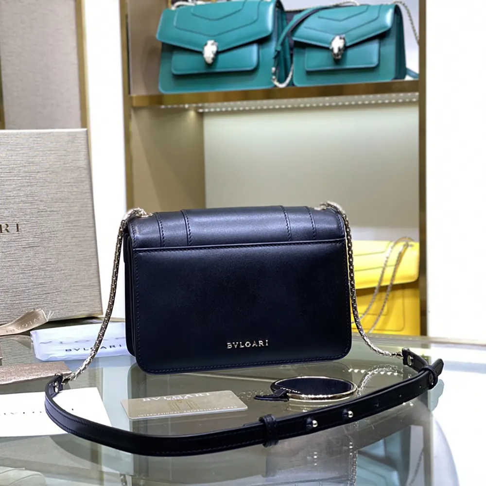 Side profile showing adjustable strap of Bvlgari Women Mini Serpenti Forever bag