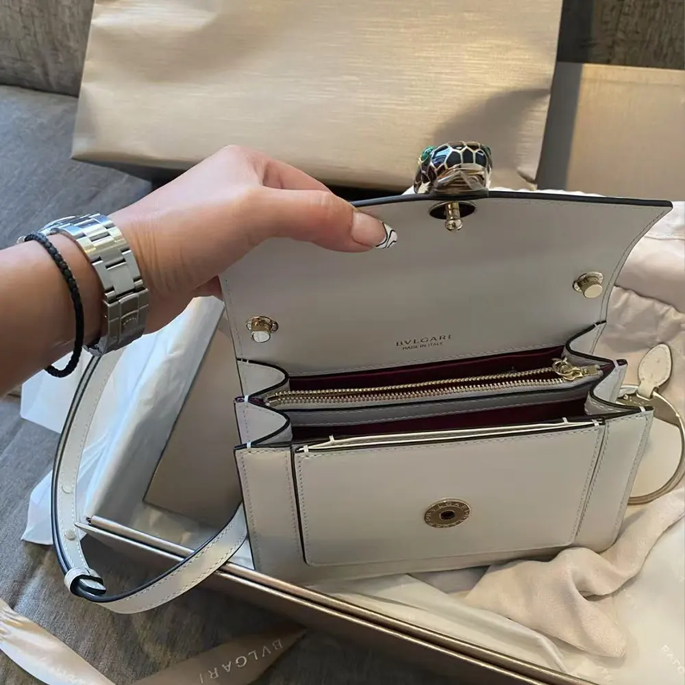 Bvlgari Women Mini Serpenti Forever East-West Shoulder Bag-White - image 7