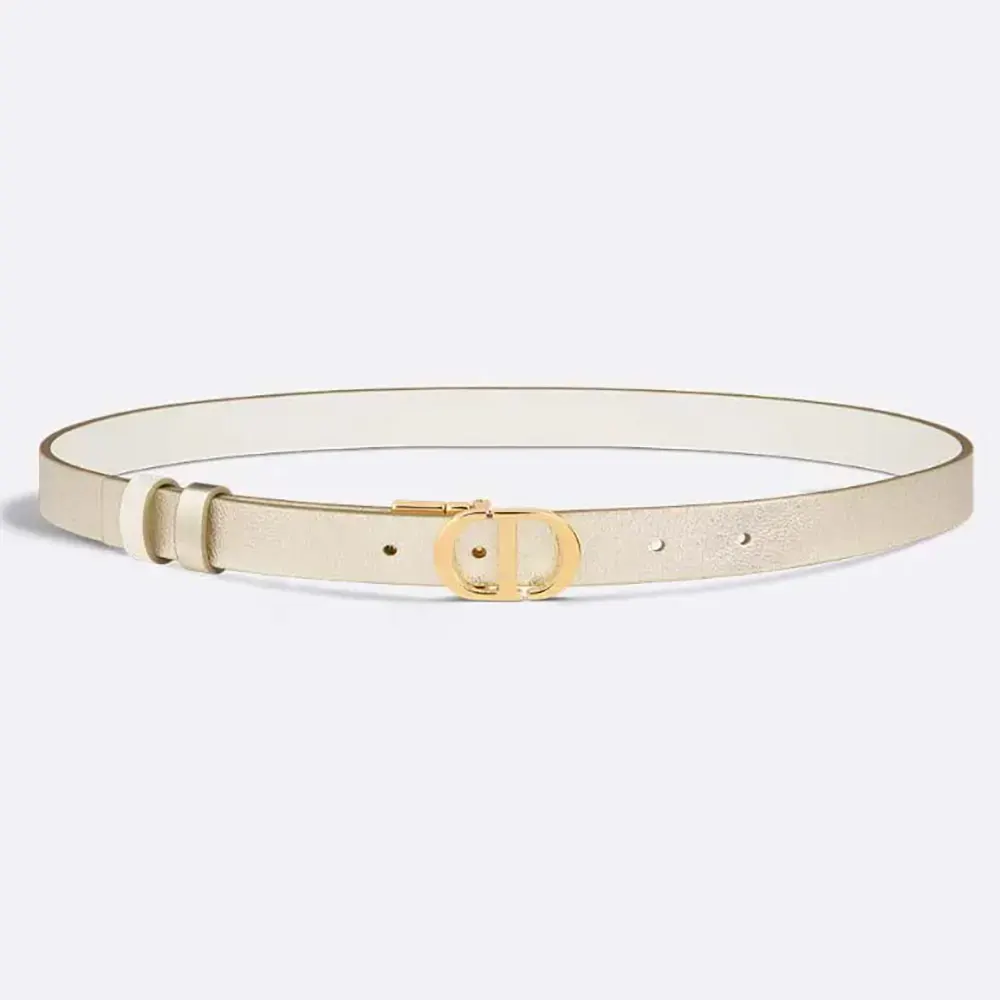 Close-up of Dior Women 30 Montaigne Reversible Belt gold-tone buckle
