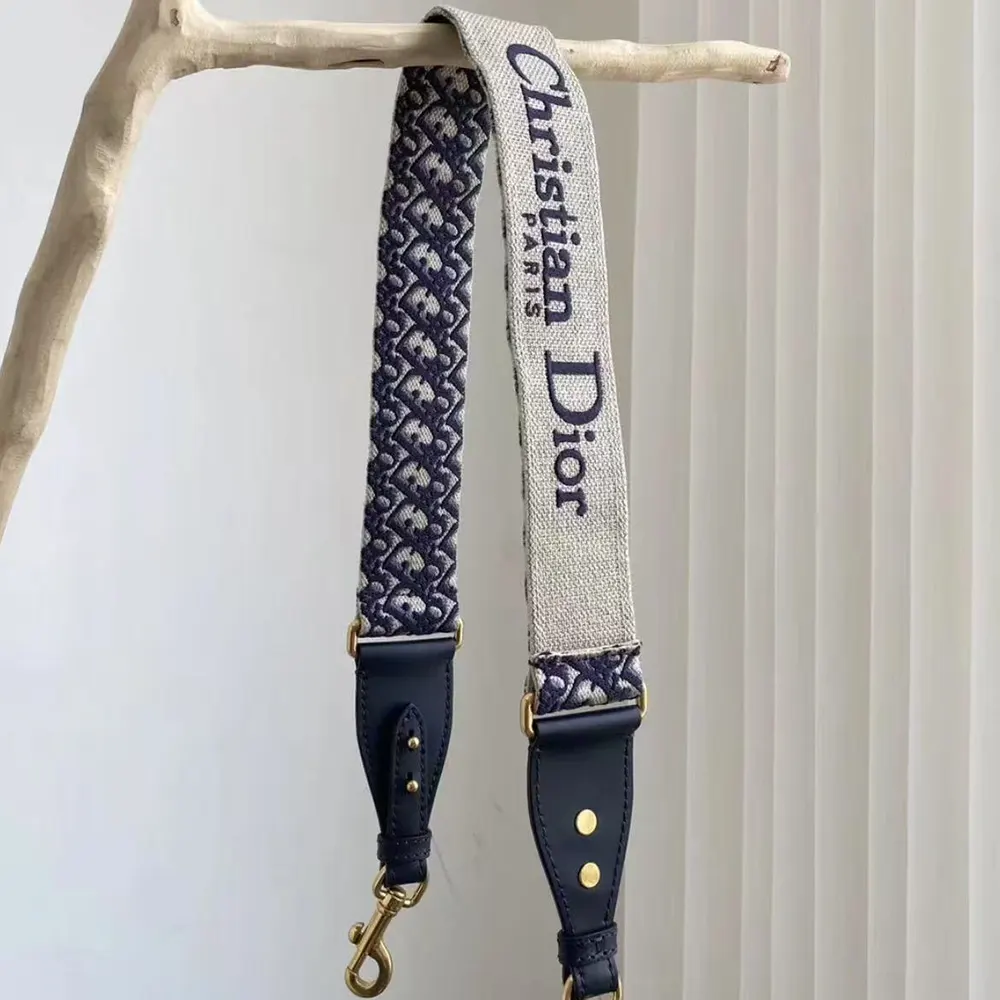 Side angle showing adjustable length and polished ring of Dior Women Adjustable Shoulder Strap
