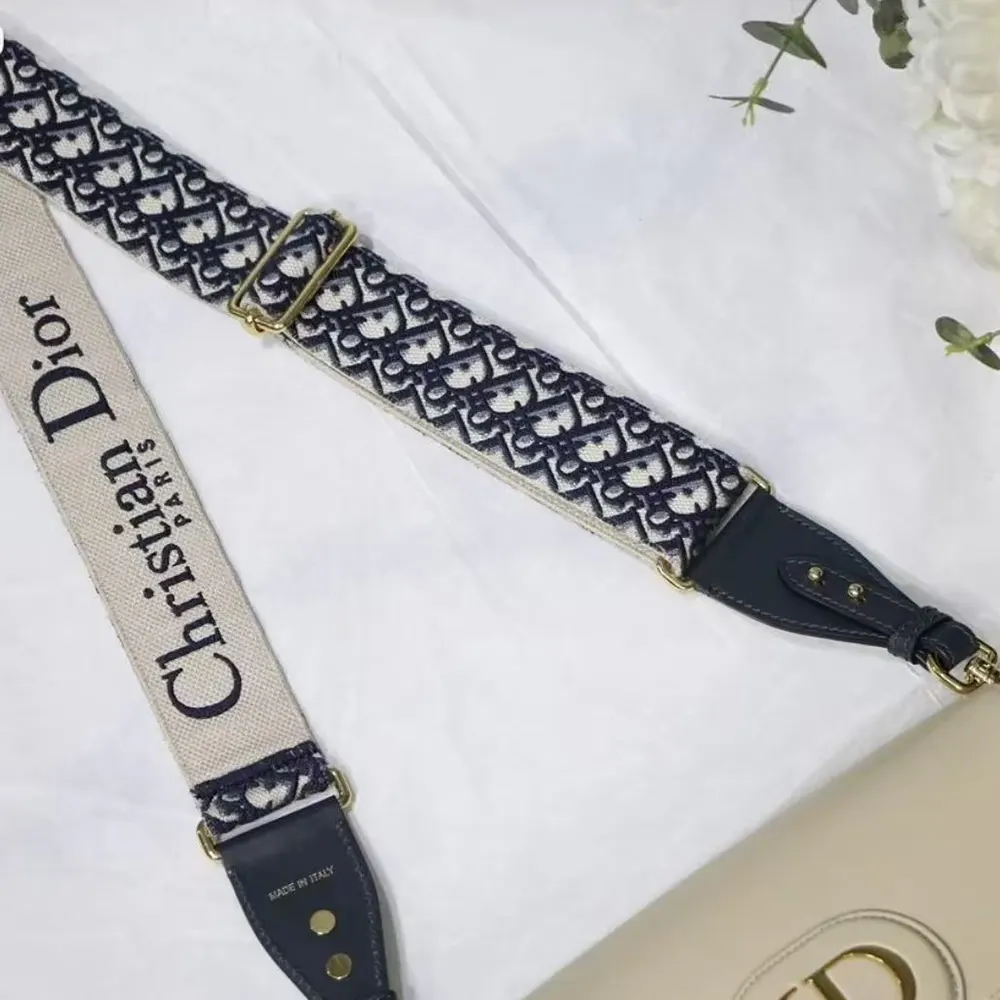 Dior Women Adjustable Shoulder Strap with Ring Blue Dior Oblique Embroidery - image 4